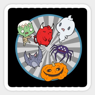 Retro Vintage Halloween. Little Boo Crew. Crazy Stripes and Vortex Style Sticker